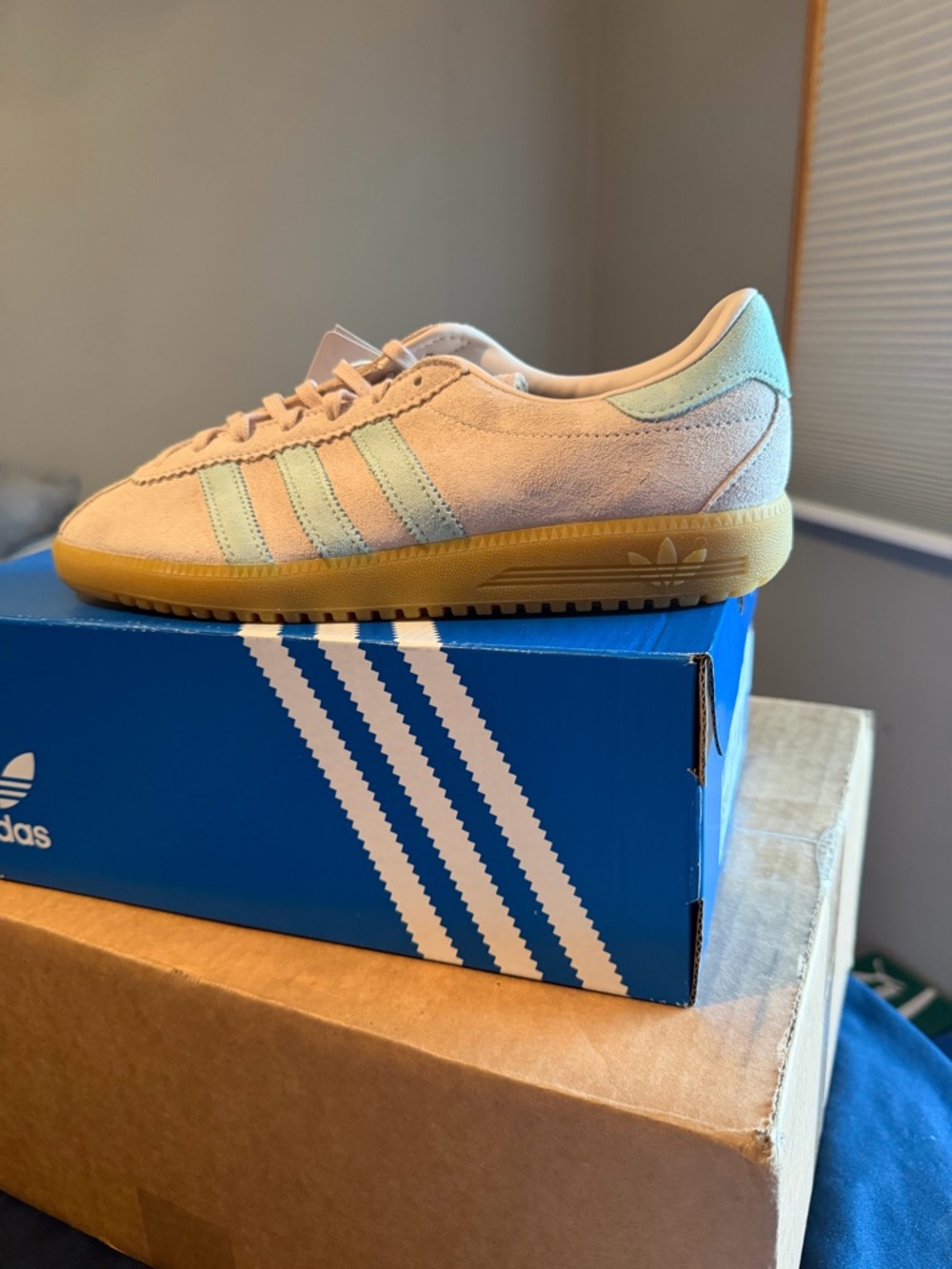 adidas Pink and Mint Suede Low-Top Sneaker new with tags in box